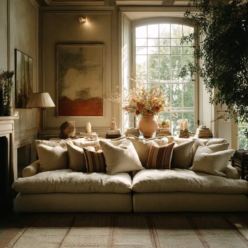 A beautifully styled living room with a large sofa — a reminder that renders don't guarantee real-world fit