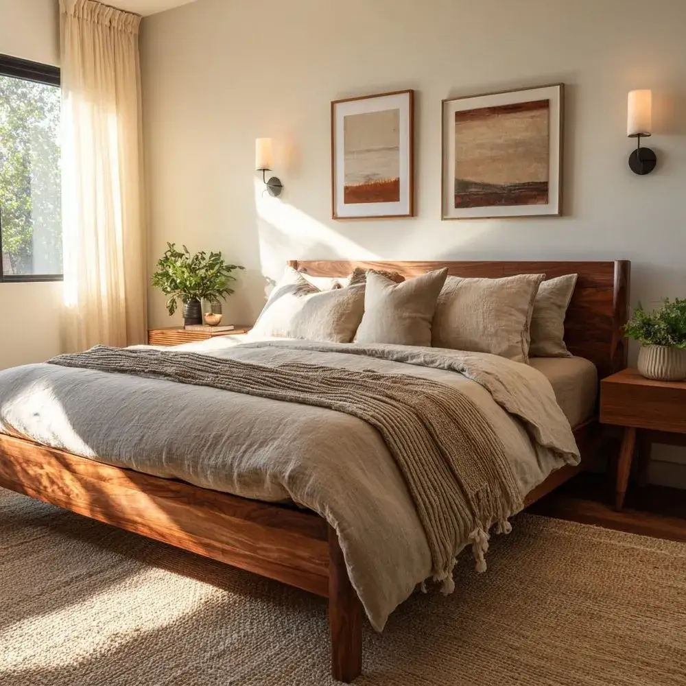 A warm, beautifully finished bedroom — the result of a well-executed design plan