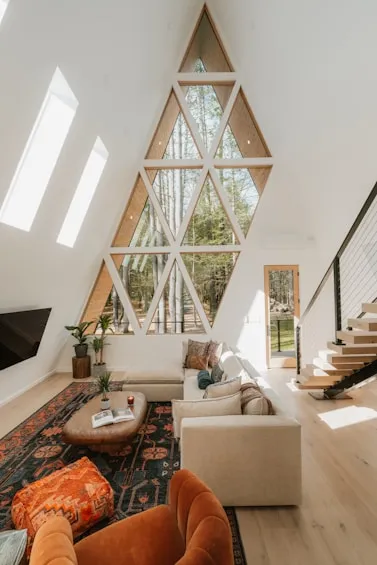 Interior with vaulted ceiling